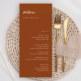 Cartões de Menu de Casamento Terracotta