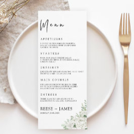 Cartões de Menu de Casamento Verde Emerald Modelo