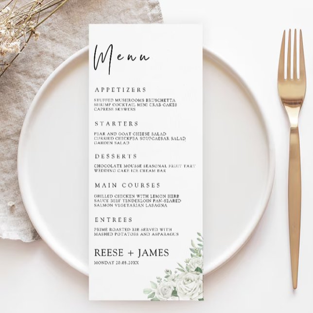 Cartões de Menu de Casamento Verde Emerald Modelo (Emerald Green Wedding Menu Cards Template)