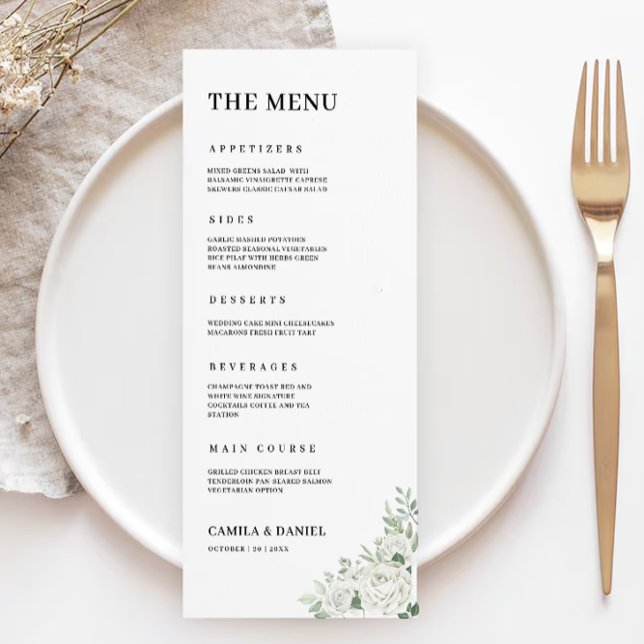 Cartões de Menu de Casamento Verde Emerald Modelo (Emerald Green Wedding Menu Cards Template)