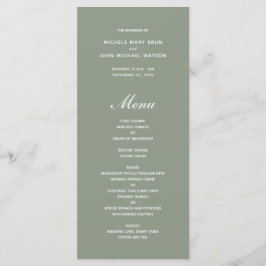Cartões de menu de casamento verde-oliva simples