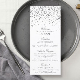 Cartões de Menu de Casamento Vintage Glam Silver C