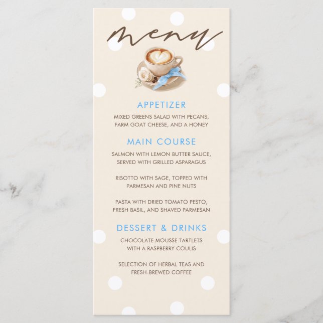 Cartões de Menu de Chá de Bebê Masculino Temático  (Frente)