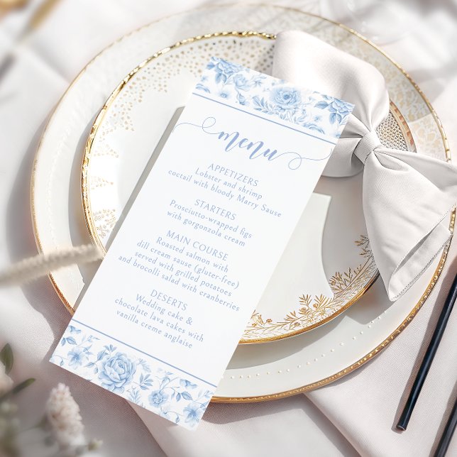 Cartões de Menu de Chá de Panela em Porcelana Flor (Criador carregado)