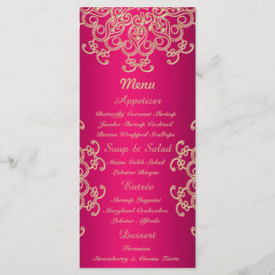 Cartões de menu de estilo Dourado e cor-de-rosa