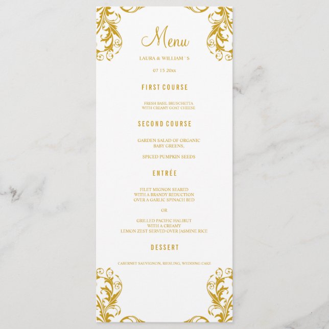 Cartões de menu de Janto de casamento | Estilo Dou (Frente)