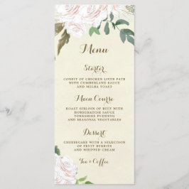 cartões de menu de marfim floral elegante