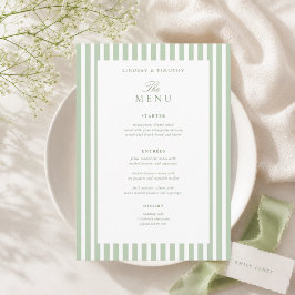 Cartões de Menu de Mesa de Casamento Clássico Verd