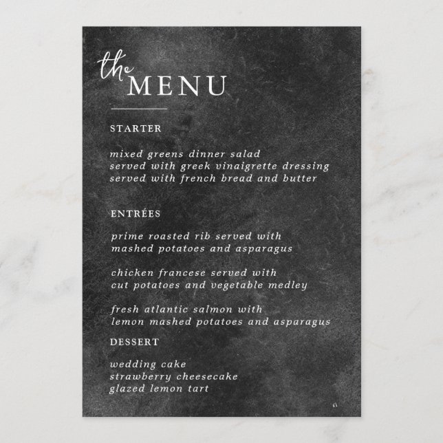 Cartões de Menu de Mesa de Casamento Elegantes Men (Frente)