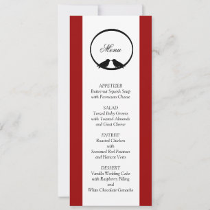 Cartões de Menu de Recepção de Casamento de Pombin
