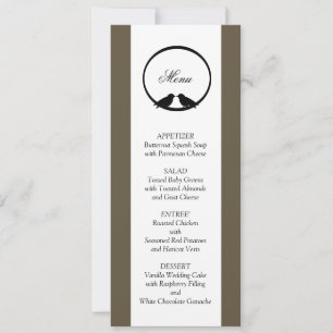Cartões de Menu de Recepção de Casamento de Pombin