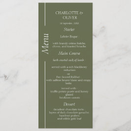 Cartões de Menu de Recepção de Casamento Elegantes