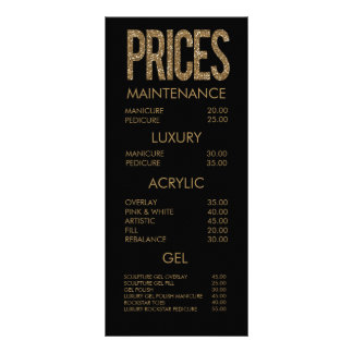 Cartões de menu de salão com tipografia Dourada mo