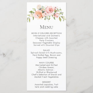 Cartões de Menu de Suporte com Buquê Floral Rosa B