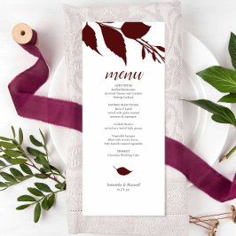 Cartões de Menu de Tema de Casamento Burgundy