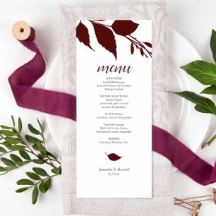 Cartões de Menu de Tema de Casamento Burgundy
