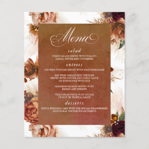 Cartões de Menu de Terracota Floral de Grama das P