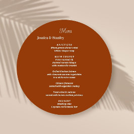 Cartões de menu do Terracotta Simples e elegante