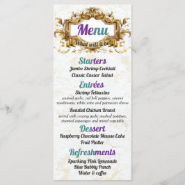 Cartões de menu Elegante roxos e lacrimejantes