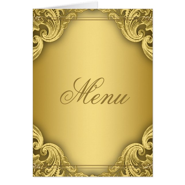 Cartões de Menu Elegantes a Ouro (Frente)
