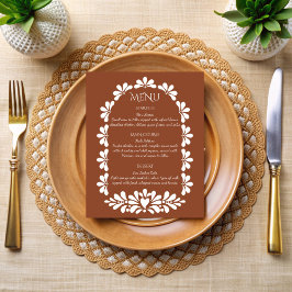 Cartões de menu fiesta talavera terracotta boho me