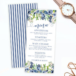 Cartões de menu florais de mirtilo Elegante