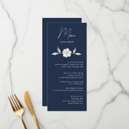 Cartões de Menu Floral BLue Rosa Elegante