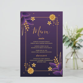 Cartões de menu Floral de Casamento Aestético Puro
