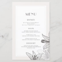 Cartões de menu Floral Ilustrados Clássicos