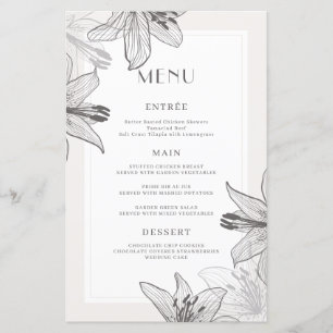 Cartões de menu Floral Ilustrados Clássicos