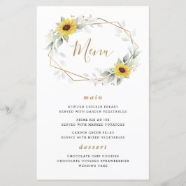 Cartões de Menu Geométricos de Casamento de Girass