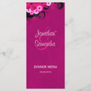 Cartões de menu Janto Floral Dark Fuchsia