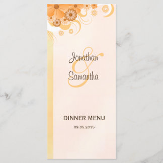 Cartões de menu Janto Floral Peach Hibiscus Dourad