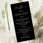 Cartões de menu para caligrafia elegante<br><div class="desc">Capture a elegância eterno do seu dia especial com nossa simples e chique caligrafia,  suíte de casamento preto e branco.</div>