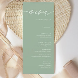 Cartões de Menu para Caligrafia Verde Rustic Sage