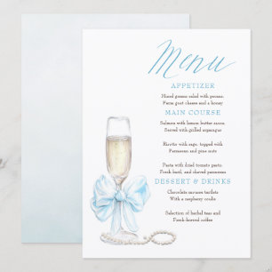 Cartões de Menu Pérolas e Prosecco Whimsical Chic