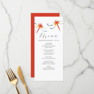 Cartões de menu personalizados Dragonfly vermelha