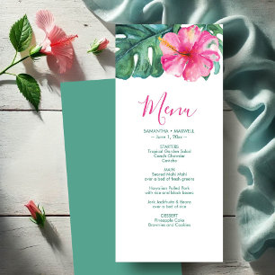 Cartões de menu personalizados Hibiscus tropical