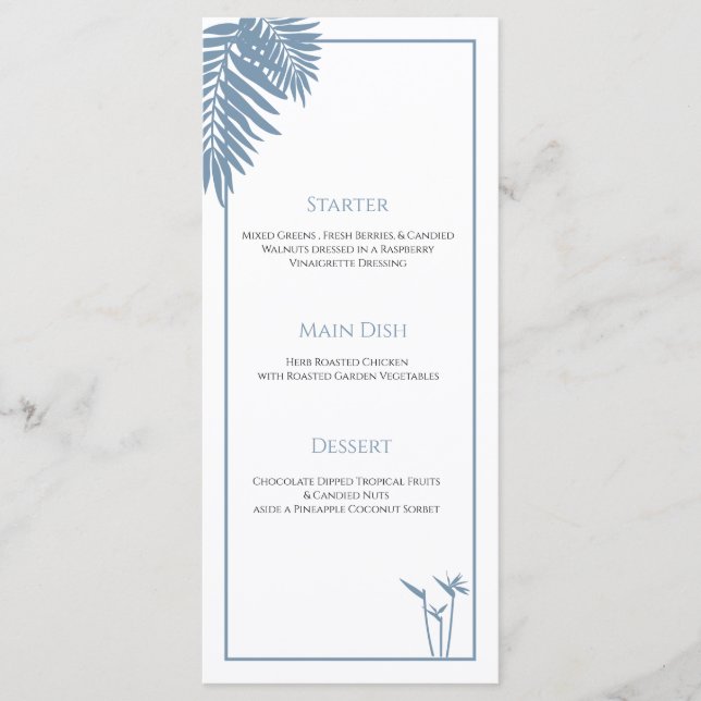 Cartões de menu personalizados para casamento com  (Frente)