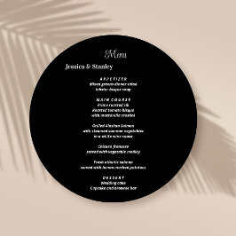 Cartões de menu preto simples e elegante