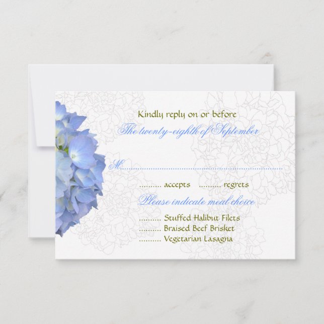 Cartões de menu RSVP de Casamento de Lua Azul (Frente)