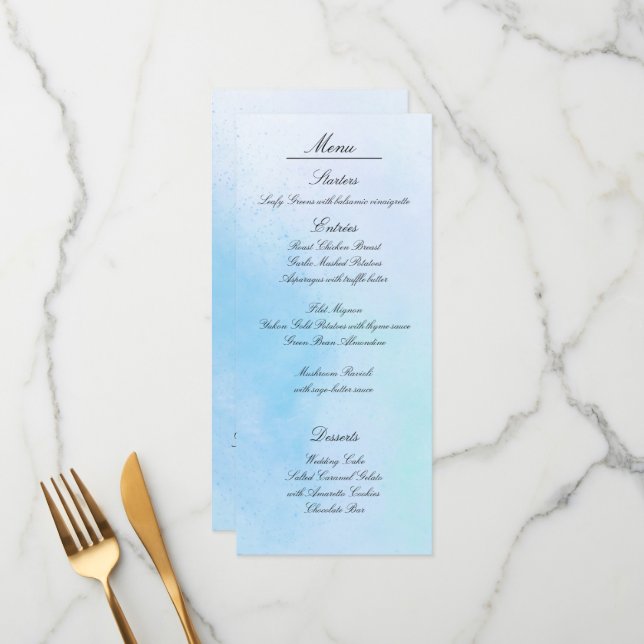 Cartões de menu "True Love Blue" (Frente/Verso In Situ)