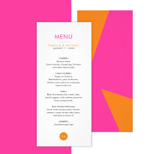 Cartões de Menu Verticais de Casamento Moderno Col