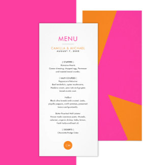 Cartões de Menu Verticais de Casamento Moderno Col