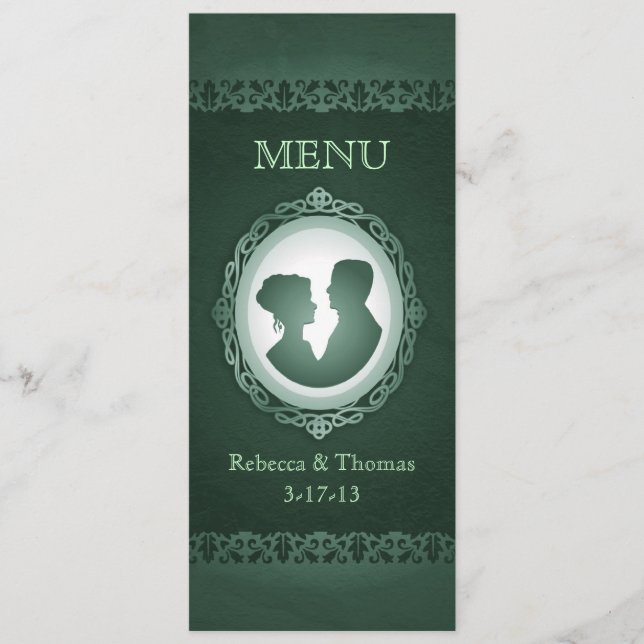 Cartões de Menus de Casamento Verde Irlandês (Frente)