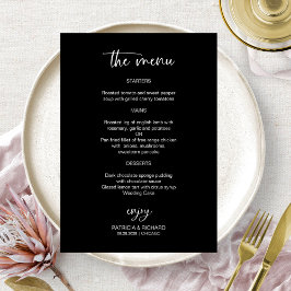 Cartões De Menus Para Casamento Preto E Branco Ele