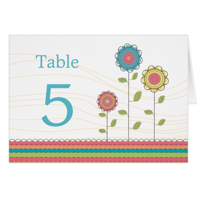 Cartões de Mesa Altos Arco-Íris Flores Casamento (Frente Horizontal)