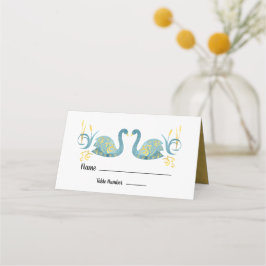 Cartões de mesa com folhas e tiras delgadas