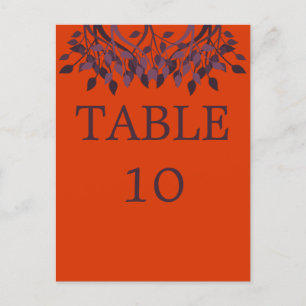 Cartões de Mesa de ameixa e laranja