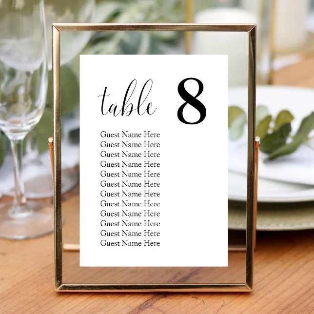 Cartões de Mesa de Assentos de Casamento Minimalis (Modern minimal seating chart cards add clear, stylish organization to your wedding tables.)